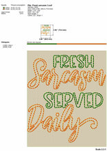 Load image into Gallery viewer, Fresh Sarcasm Served Daily, Tea Towel Machine Embroidery Designs, Dish Towel Embroidery Designs, Kitchen Embroidery Pes Files-Kraftygraphy
