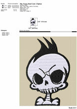 Load image into Gallery viewer, Funny and cute skull embroidery design for patches-Kraftygraphy
