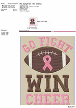 Load image into Gallery viewer, Cheer embroidery designs - Go fight win cheer - breast cancer football awareness-Kraftygraphy

