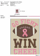 Load image into Gallery viewer, Cheer embroidery designs - Go fight win cheer - breast cancer football awareness-Kraftygraphy
