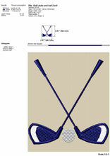 Load image into Gallery viewer, Golf embroidery designs elements - golf clubs and ball-Kraftygraphy
