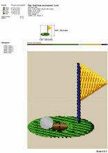 Load image into Gallery viewer, Golf embroidery designs elements - golf flag and hole-Kraftygraphy
