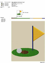 Load image into Gallery viewer, Golf embroidery designs elements - golf flag and hole-Kraftygraphy
