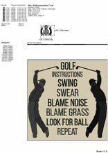 Load image into Gallery viewer, Funny Golf Instructions Machine Embroidery Designs-Kraftygraphy
