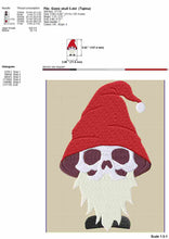 Load image into Gallery viewer, Gnome skull embroidery design-Kraftygraphy
