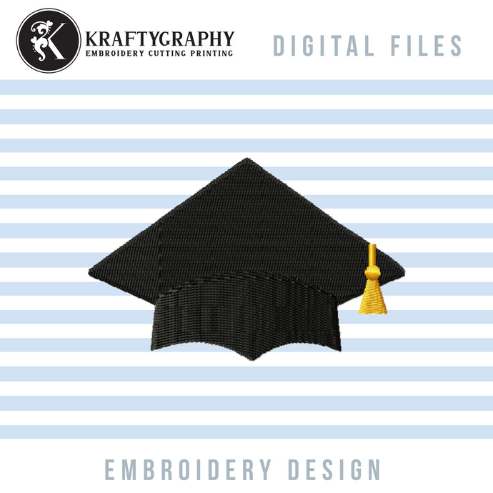 Graduation Cap Machine Embroidery Designs, Small Graduation Hat Embroidery Patterns, Simple Senior Pes Files, Graduate Jef, Robe Embroidery-Kraftygraphy