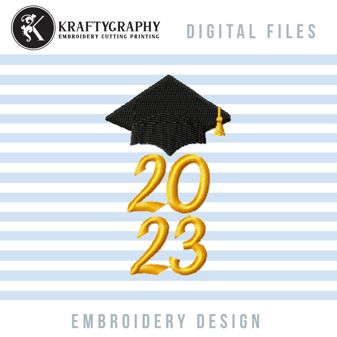 2023 Graduation Machine Embroidery Designs, Graduation Cap Embroidery Patterns, Class of 2023 Embroidery Pes Files, Senior Stole Embroidery-Kraftygraphy