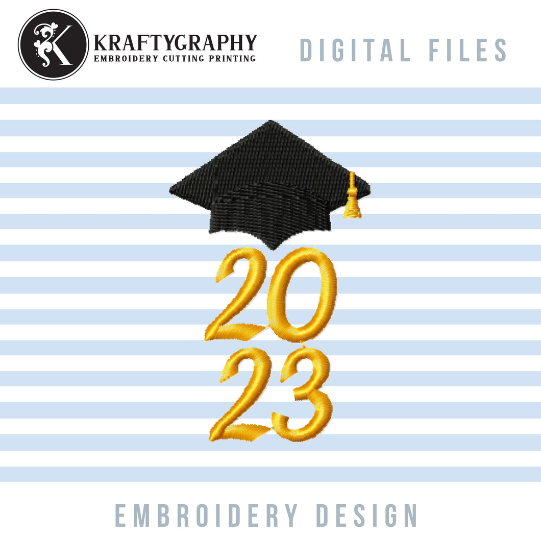 2023 Graduation Machine Embroidery Designs, Graduation Cap Embroidery Patterns, Class of 2023 Embroidery Pes Files, Senior Stole Embroidery-Kraftygraphy