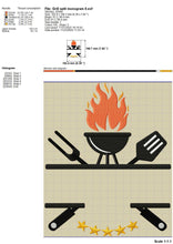 Load image into Gallery viewer, Bbq monogram frame embroidery designs for man grill aprons, gloves and towels-Kraftygraphy
