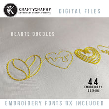 Load image into Gallery viewer, 44 Heart Doodles Machine Embroidery Designs, Valentine Embroidery Patterns, Bx Embroidery Font, Love Embroidery Files-Kraftygraphy
