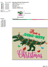 Load image into Gallery viewer, Christmas Dinosaur Embroidery Patterns, Dinomite Christmas Embroidery Designs, Embroidery Sayings for Kids, T-Rex Embroidery Files, Dino Pes Files, Christmas Tree Rex Embroidery-Kraftygraphy
