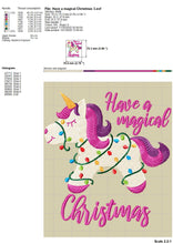 Load image into Gallery viewer, Christmas Unicorn Embroidery Files, Magical Christmas Embroidery Patterns, Christmas Word Art Embroidery Designs, Kids Embroidery Pes Files, Unicorn With Christmas Lights Embroidery, Have a Magical Christmas-Kraftygraphy
