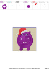 Load image into Gallery viewer, Hippopotamus With Santa Hat Embroidery Designs, Christmas Hippo Embroidery Patterns, Christmas Embroidery Files, Hippo Applique 5 X 7 Hoop Size-Kraftygraphy
