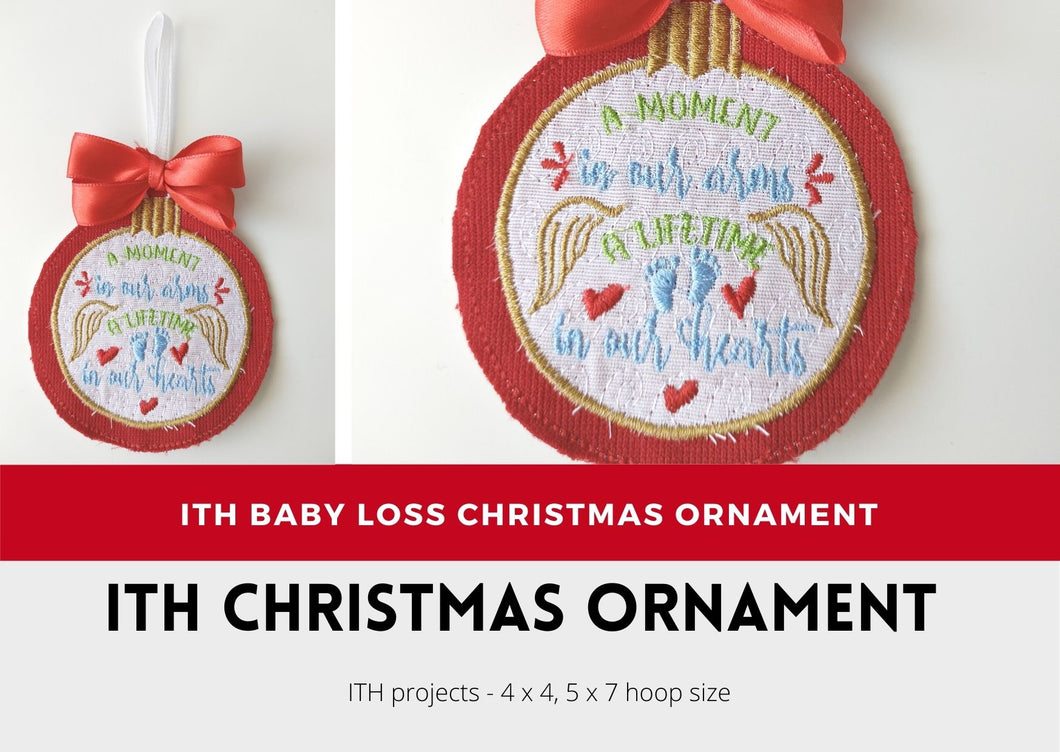 In the Hoop Baby Loss Christmas Ornaments Embroidery Design, Ith Christmas Projects for Machine Embroidery-Kraftygraphy