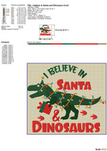 Load image into Gallery viewer, Christmas Tree Dinosaur Embroidery Design, Christmas Tree Rex Embroidery Patterns, Funny Christmas Embroidery Sayings for Kids, Dinosaur With Christmas Lights Embroidery Files, I Believe in Santa and Dinosaurs Pes Files-Kraftygraphy
