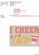 Load image into Gallery viewer, Cheer embroidery designs funny - I cheer a latte - coffee lover-Kraftygraphy
