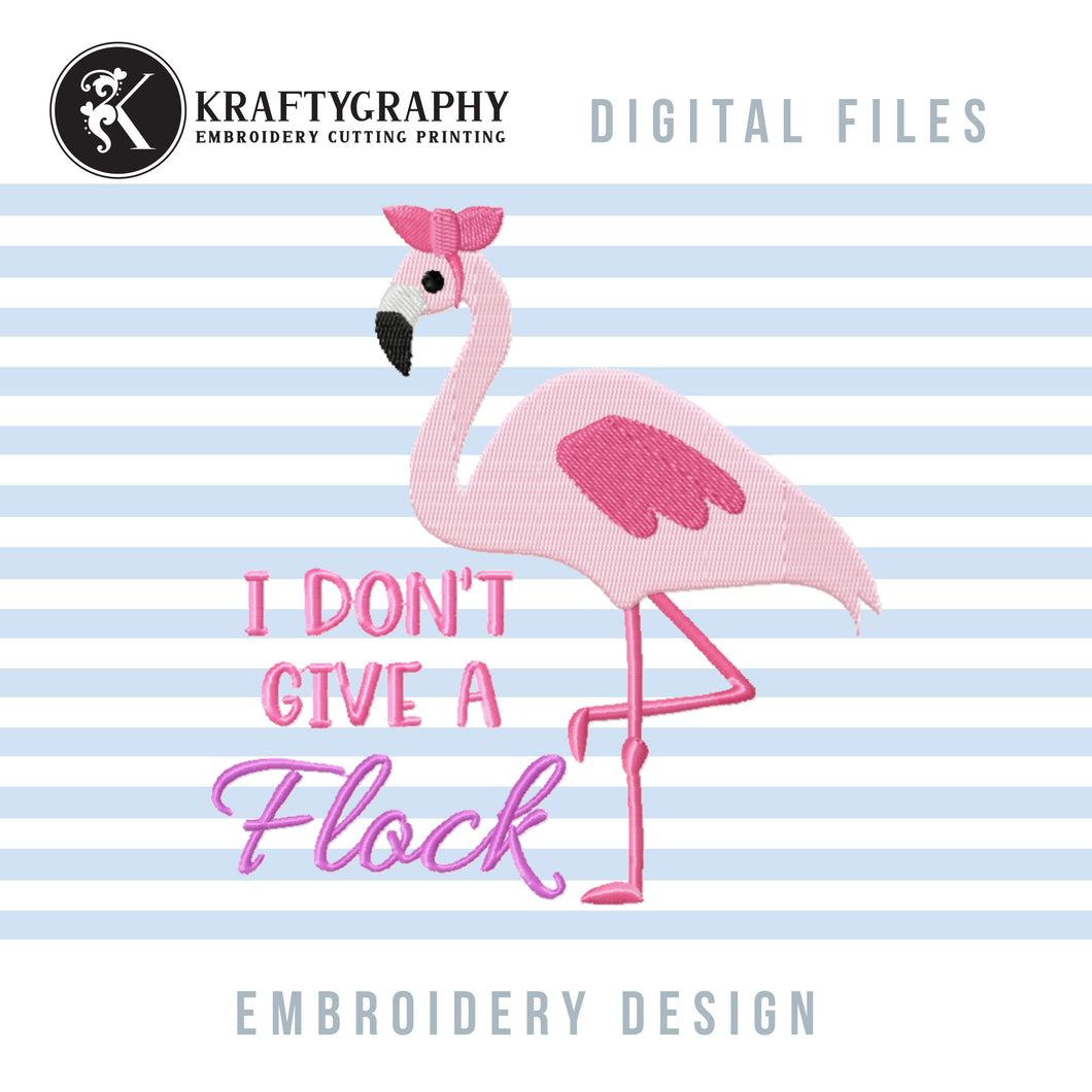 Funny Pink Flamingo Machine Embroidery Designs, Flamingo Bird Embroidery Patterns, Summer Embroidery Sayings, Tropical Pes Files, Jef-Kraftygraphy
