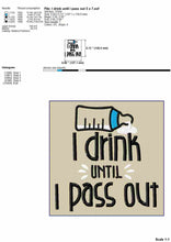 Load image into Gallery viewer, Funny Baby Bib Machine Embroidery Design - I Drink Until I Pass Out-Kraftygraphy
