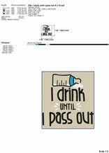 Load image into Gallery viewer, Funny Baby Bib Machine Embroidery Design - I Drink Until I Pass Out-Kraftygraphy
