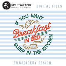 Load image into Gallery viewer, Hilarious kitchen embroidery designs for towels - breakfast in bed-Kraftygraphy
