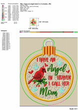 Load image into Gallery viewer, ITH Christmas Ornament embroidery design with red cardinal for mom loss-Kraftygraphy
