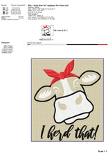 Load image into Gallery viewer, Girl Heifer Machine Embroidery Designs, Cow Head With Bandana Embroidery Patterns, Cute Cow Face Applique Pes Files, I Herd That Hus Files, Farm Animal Embroidery Sayings, Kitchen Towels vp3 Files-Kraftygraphy

