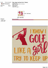 Load image into Gallery viewer, Golf machine embroidery designs for girls and women golf embroidery projects-Kraftygraphy
