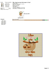 Load image into Gallery viewer, Funny Valentine&#39;s Day Embroidery Designs, Cute Sloth Embroidery Patterns, I Love You More Than Naps Pes Files, Funny Valentine Hus Files, Valentine Shirts Embroidery, Pillow Covers Embroidery-Kraftygraphy
