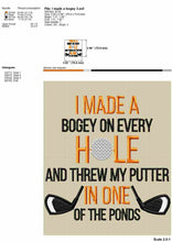 Load image into Gallery viewer, Funny Golf machine embroidery designs - I made a bogey putter in one of the ponds-Kraftygraphy
