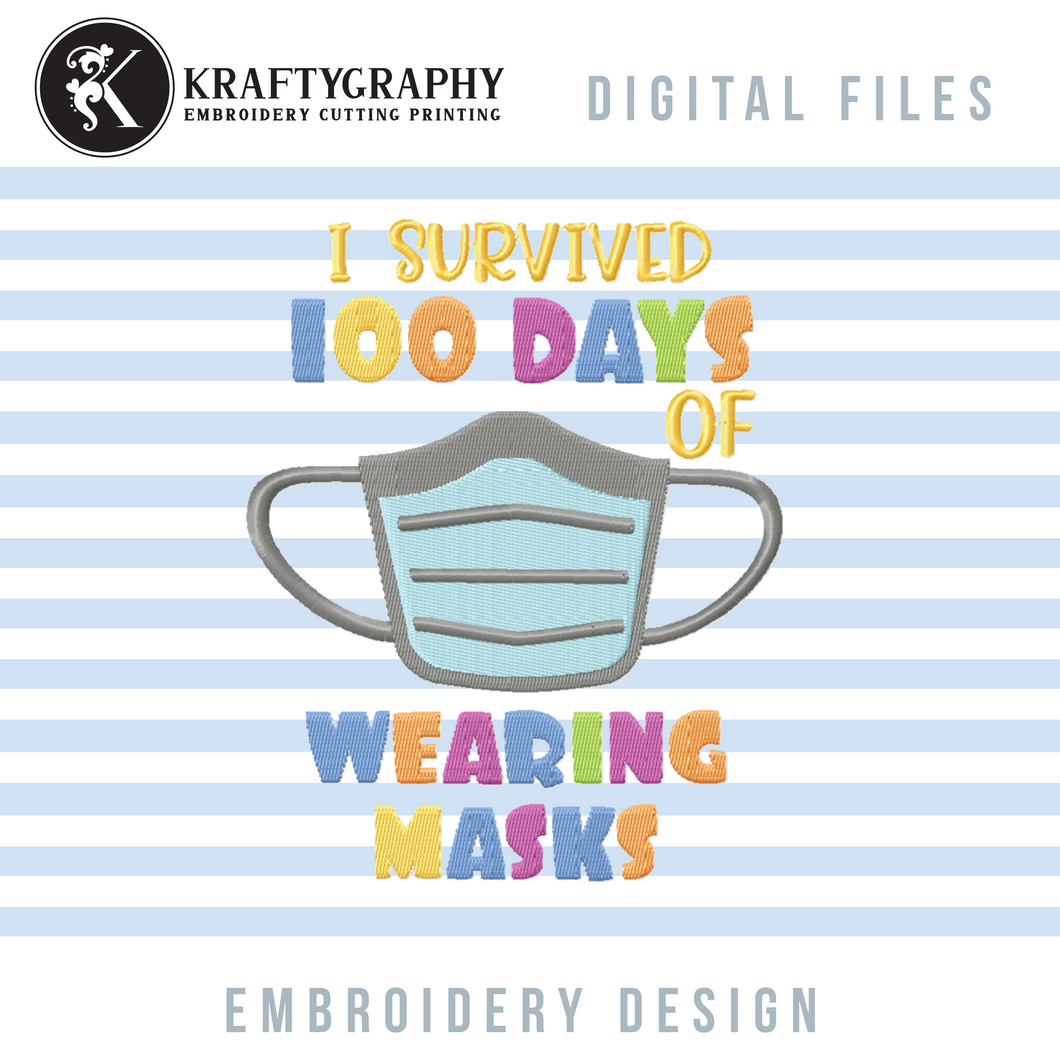 2021 100 Days of School Machine Embroidery Designs, Mask Embroidery Patterns, Pandemy Embroidery Sayings, Cute Students Shirt Embroidery Pes Files, Teacher Embroidery Files-Kraftygraphy