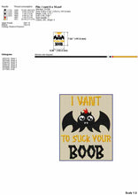 Load image into Gallery viewer, Funny Halloween Baby Machine Embroidery Design - I Vant for Your Boob-Kraftygraphy
