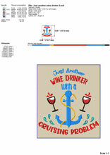 Load image into Gallery viewer, Funny Cruise Machine Embroidery Designs, Wine Drinker Embroidery patterns-Kraftygraphy
