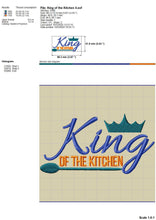 Load image into Gallery viewer, Kitchen Towel Machine Embroidery Files, Sarcastic Embroidery Patterns, Adult Humor Embroidery Designs, Kitchen Apron Pes Files, Kitchen King-Kraftygraphy
