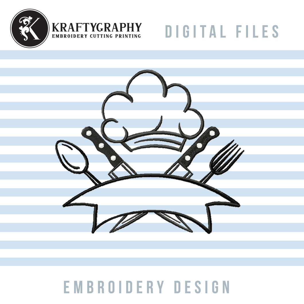 Emblem Kitchen embroidery designs for aprons, kitchen towels-Kraftygraphy
