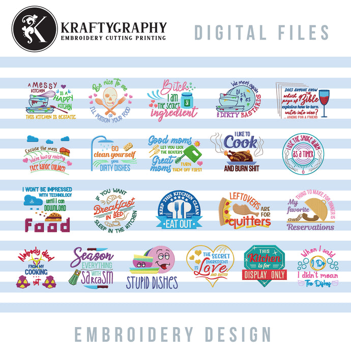 Funny Kitchen embroidery designs bundle-Kraftygraphy