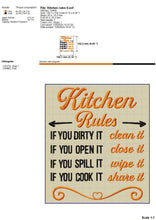 Load image into Gallery viewer, Kitchen rules machine embroidery design-Kraftygraphy
