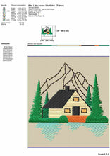 Load image into Gallery viewer, Lake house mountain scene embroidery design for machine-Kraftygraphy
