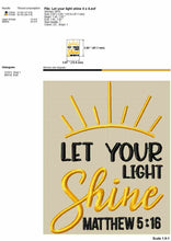 Load image into Gallery viewer, Religious Machine Embroidery Designs, Matthew Bible Verses Embroidery Patterns, Let your light shine-Kraftygraphy
