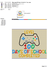 Load image into Gallery viewer, Level 100 Days of School Embroidery Designs, Video Gamer Embroidery Patterns, Game Controller Pes Files, Video Gamer Applique, Funny 100th Day Embroidery Sayings for Students-Kraftygraphy

