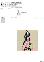 Load image into Gallery viewer, Love Stinks Embroidery Designs, Funny Valentine Embroidery Patterns, Skunk Embroidery Pes Files, Toilet Paper Embroidery Sayings, Valentine&#39;s Day Hus Files, Skunk Applique, Anti Valentine Shirt Embroidery, Napkin Embroidery-Kraftygraphy
