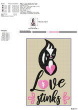 Load image into Gallery viewer, Love Stinks Embroidery Designs, Funny Valentine Embroidery Patterns, Skunk Embroidery Pes Files, Toilet Paper Embroidery Sayings, Valentine&#39;s Day Hus Files, Skunk Applique, Anti Valentine Shirt Embroidery, Napkin Embroidery-Kraftygraphy
