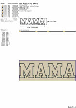 Load image into Gallery viewer, Mother&#39;s Day embroidery design applique - mama word in athletic font-Kraftygraphy
