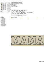 Load image into Gallery viewer, Mother&#39;s Day embroidery design applique - mama word in athletic font-Kraftygraphy
