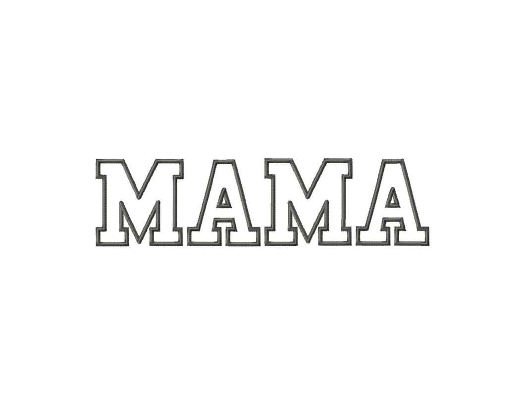 Mother's Day embroidery design applique - mama word in athletic font-Kraftygraphy