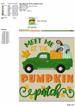 Load image into Gallery viewer, Pumpkin Patch Embroidery Designs for Machine, Pumpkin Truck Embroidery Patterns, Meet Me at the Pumpkin Patch Pes, Fall embroidery-Kraftygraphy
