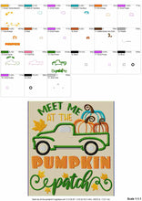 Load image into Gallery viewer, Pumpkin Patch Embroidery Designs for Machine, Pumpkin Truck Embroidery Patterns, Meet Me at the Pumpkin Patch Pes, Fall embroidery-Kraftygraphy
