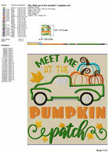 Load image into Gallery viewer, Pumpkin Patch Embroidery Designs for Machine, Pumpkin Truck Embroidery Patterns, Meet Me at the Pumpkin Patch Pes, Fall embroidery-Kraftygraphy
