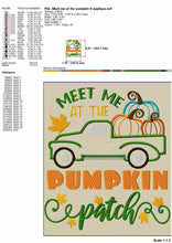 Load image into Gallery viewer, Pumpkin Patch Embroidery Designs for Machine, Pumpkin Truck Embroidery Patterns, Meet Me at the Pumpkin Patch Pes, Fall embroidery-Kraftygraphy
