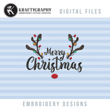 Load image into Gallery viewer, Merry Christmas With Reindeer Antlers and Christmas Lights-Kraftygraphy
