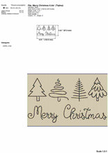 Load image into Gallery viewer, Trendy Merry Christmas Outline Embroidery Design-Kraftygraphy
